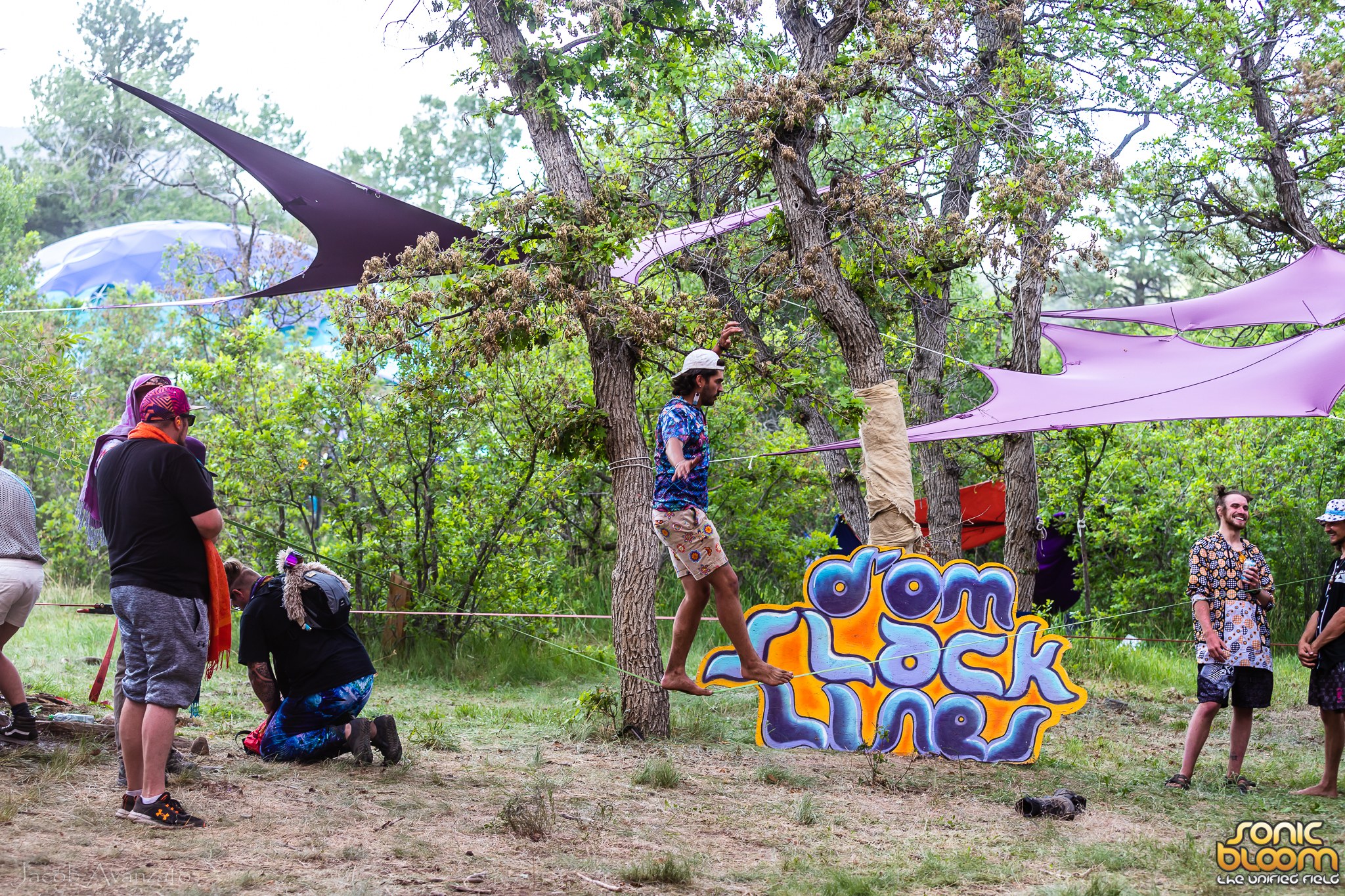 Person balancing on a slack line