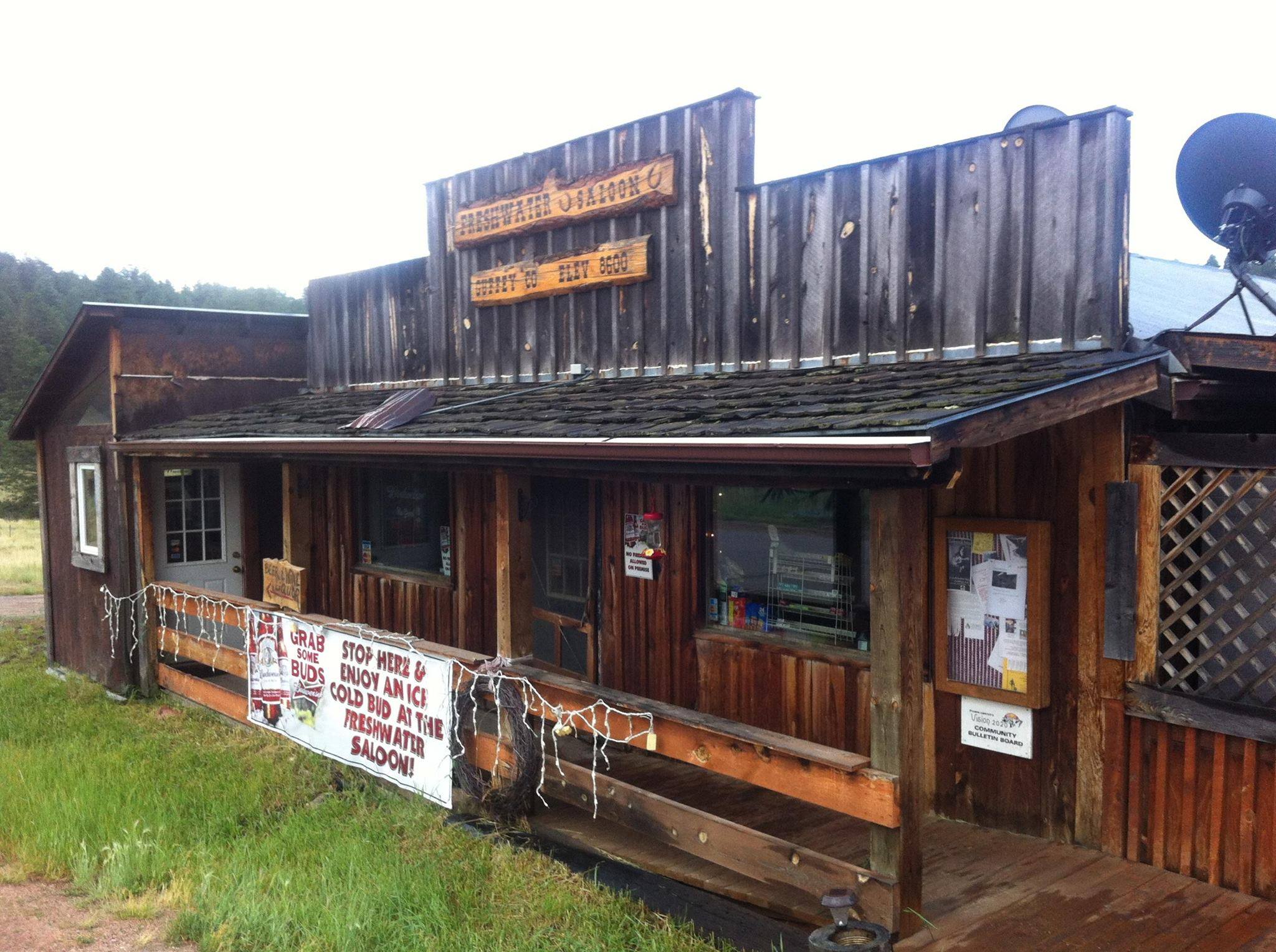 Old brown wooden tavern restaurant