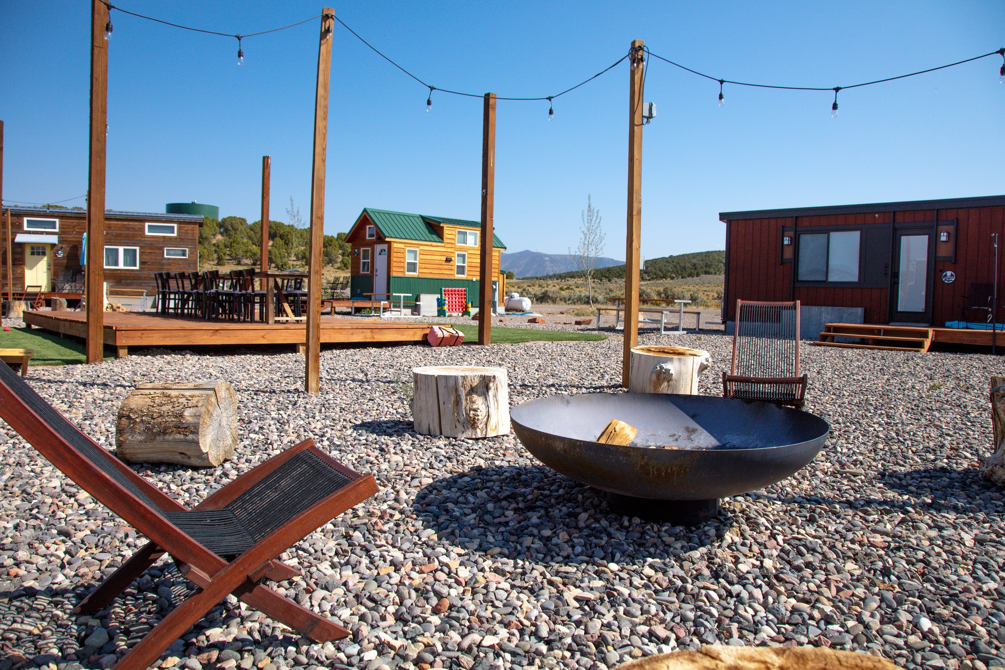 Small fire pit at tiny home resort