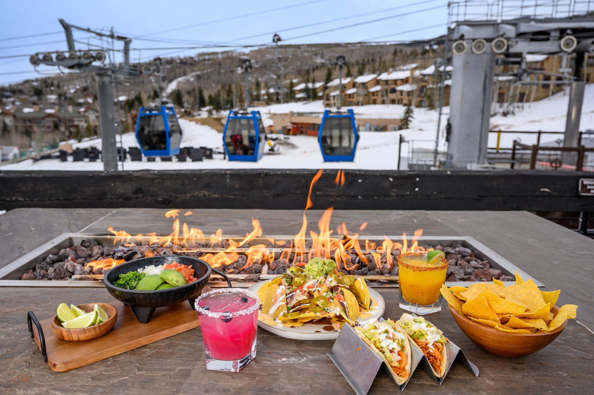 Food on an outdoor firepit