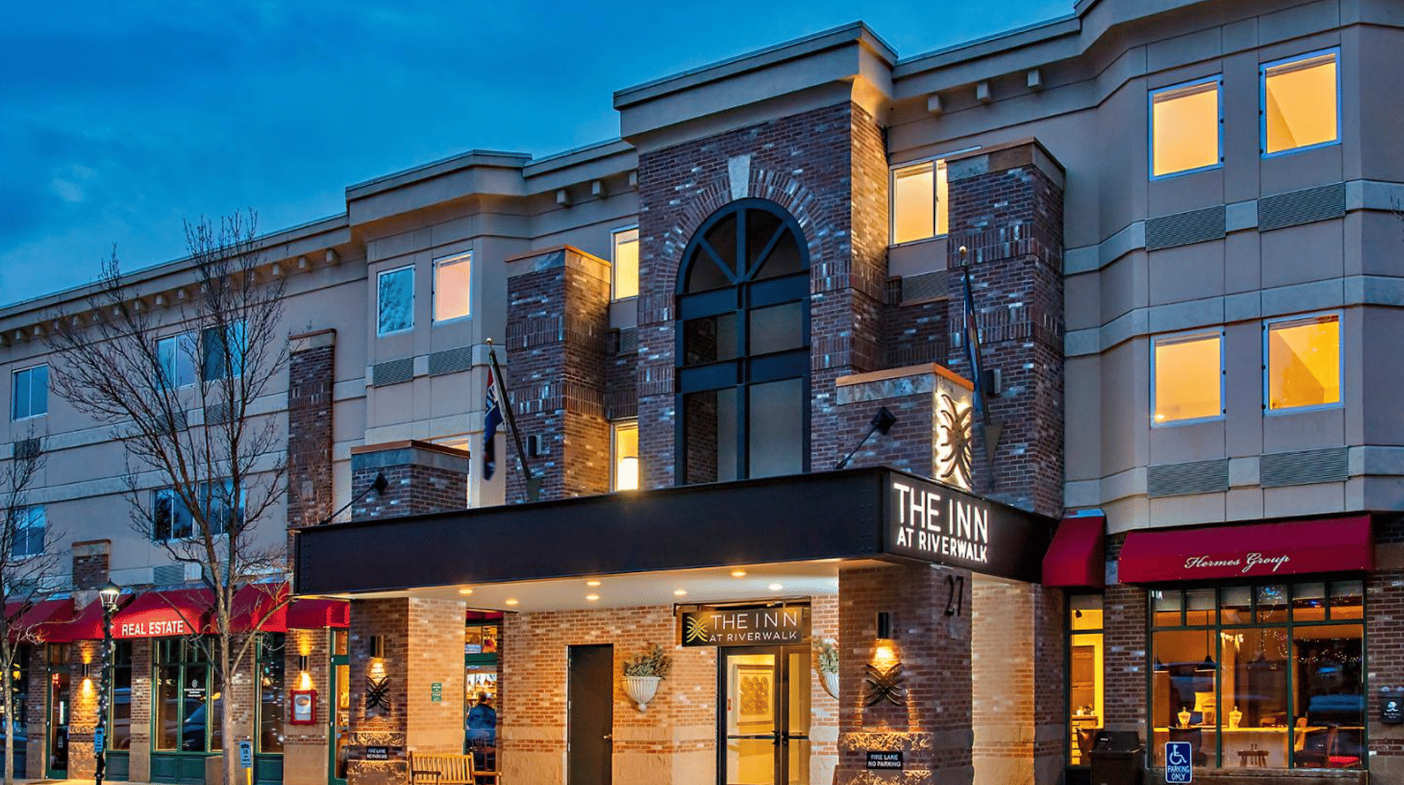 Front of hotel at night