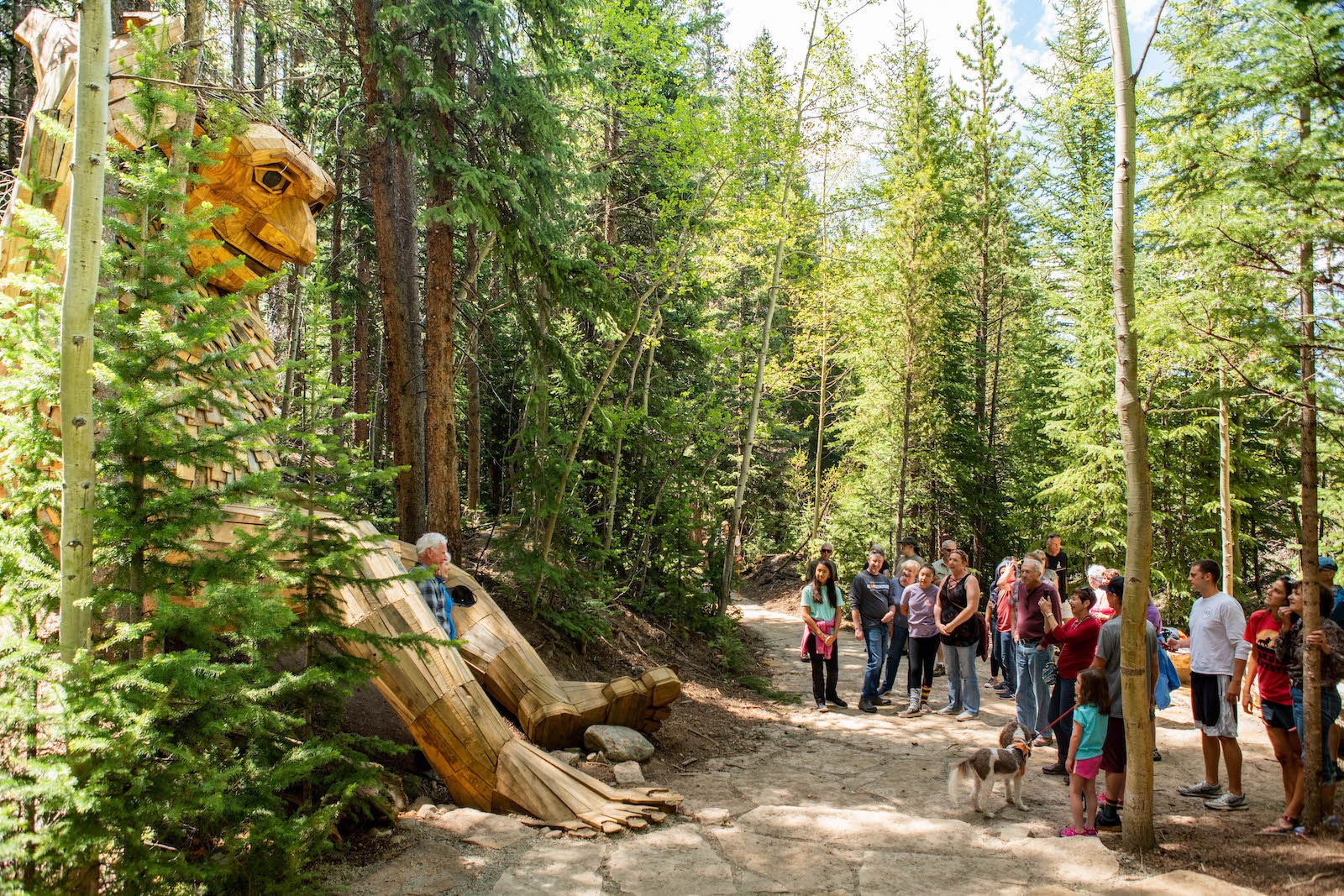 Crowd around the Breckenridge Troll