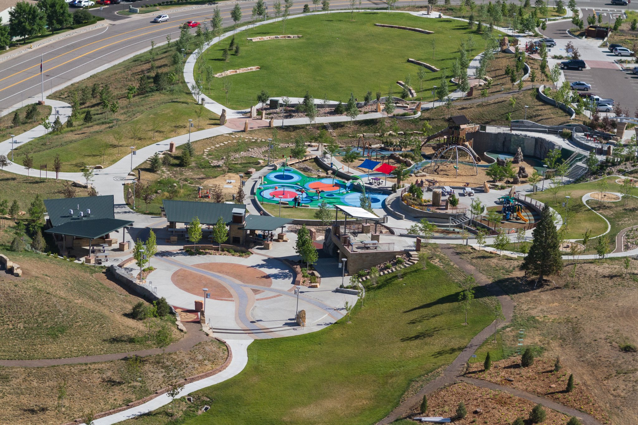 Overhead view of city park