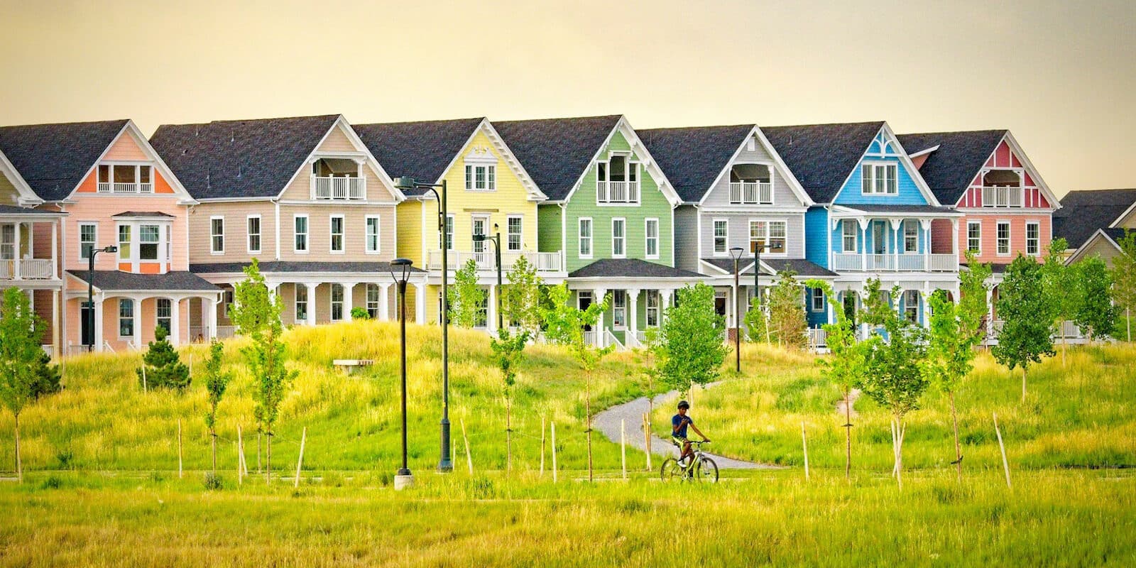 Image of houses in the North End Neighborhood of Central Park in Denver, Colorado