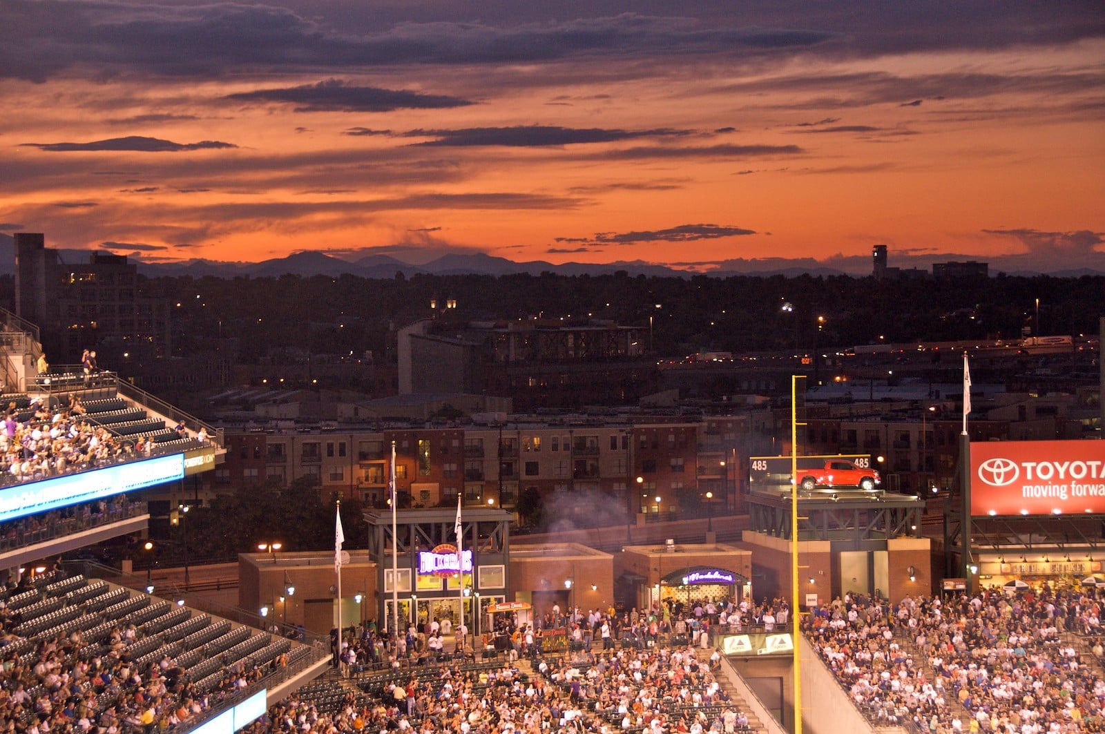 Sunset over the bleachers at Coors Field Denver CO