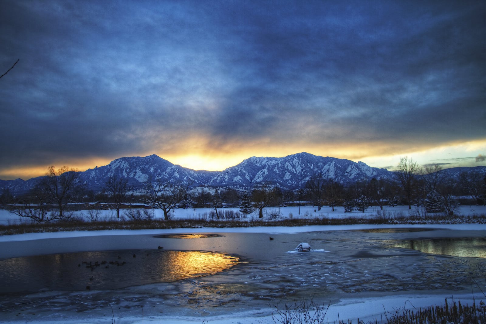 Flatirons Boulder Colorado Winter Sunset