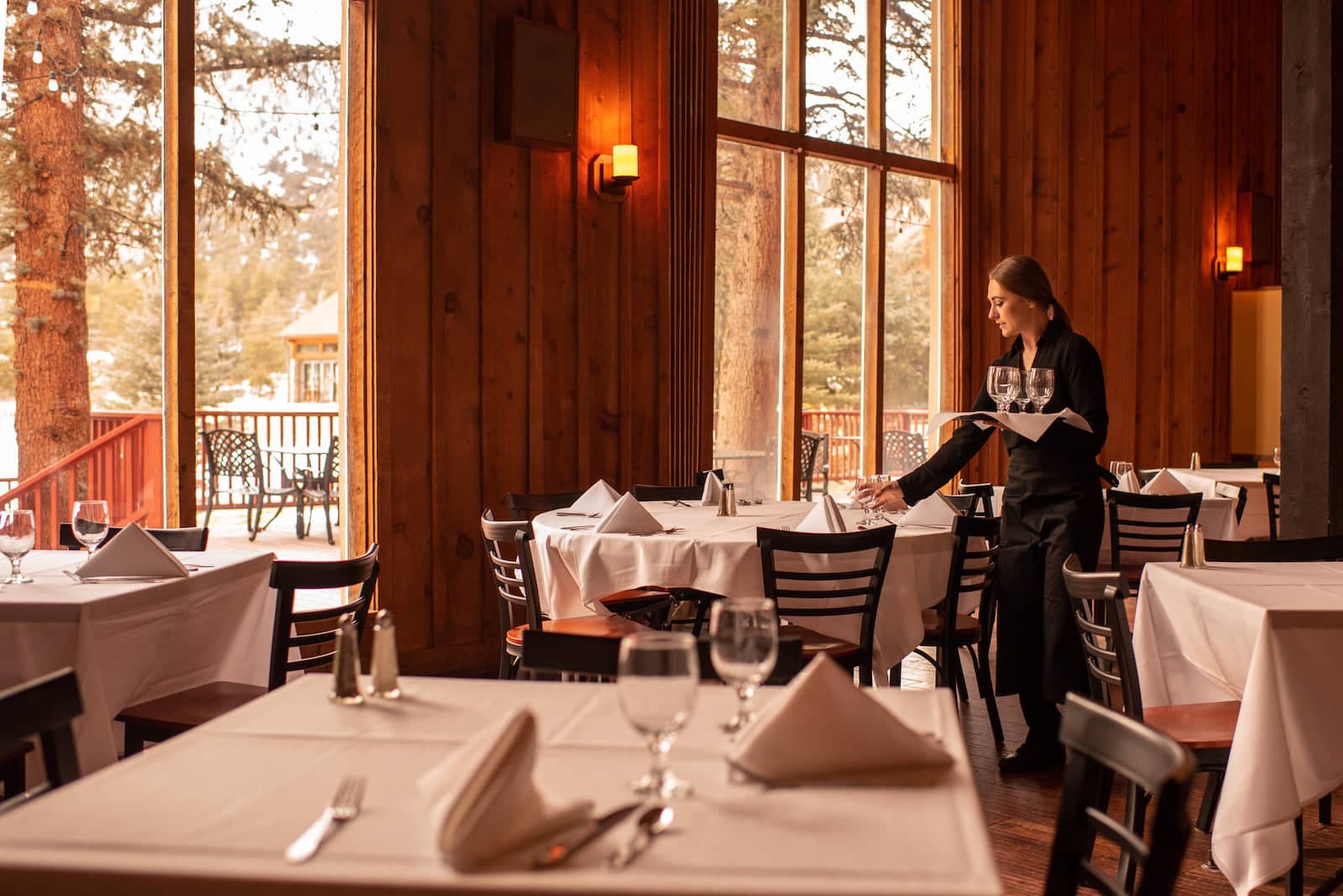 Image of a waiter at the Mary Murphy Steakhouse at the Mount Princeton Hot Springs Resort in Nathrop, Colorado