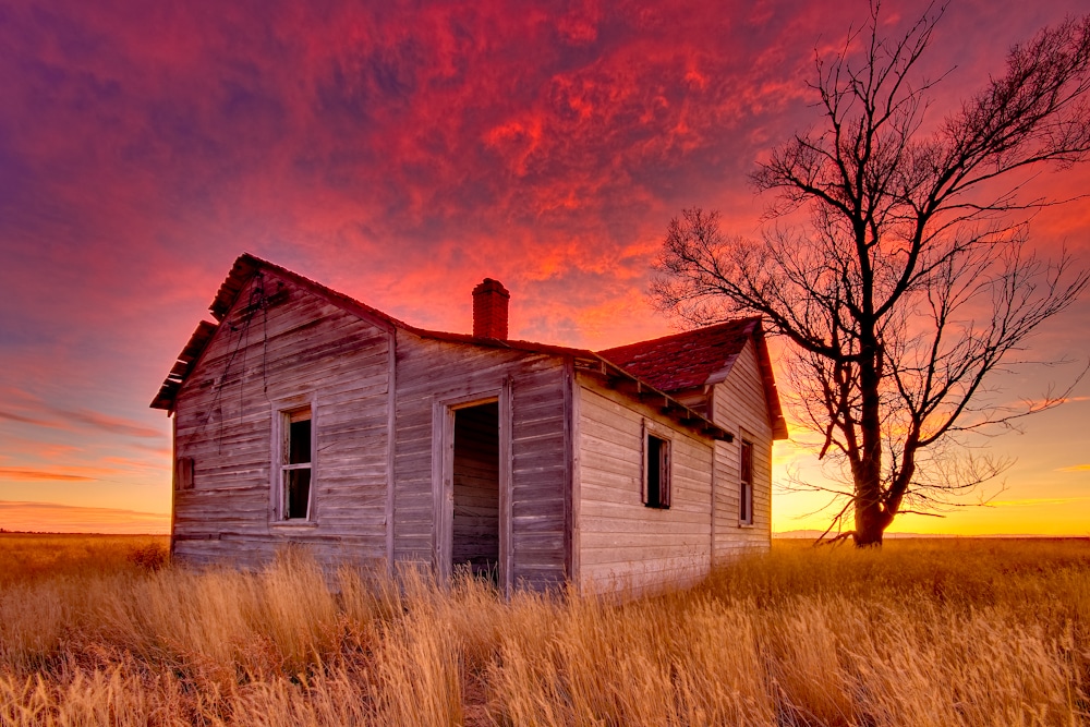 Pawnee National Grassland Old House Sunsest Colorado