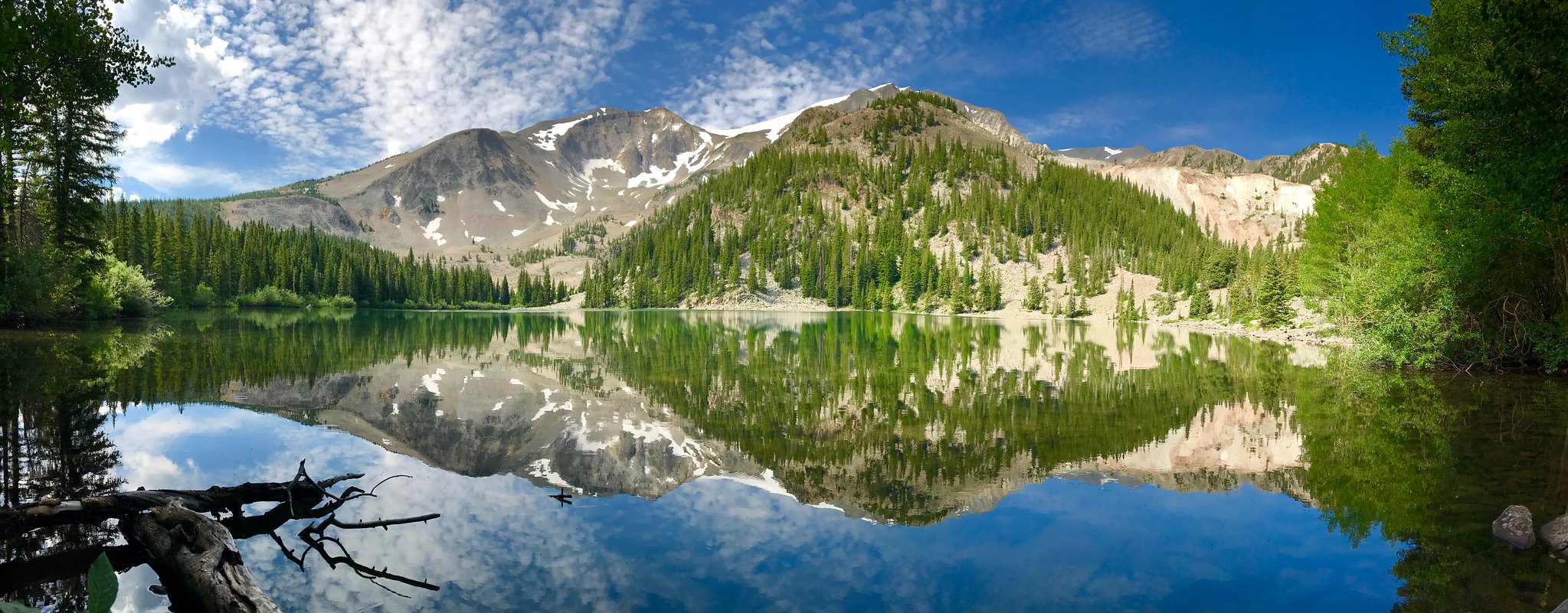 Mountain reflection on alpine lake