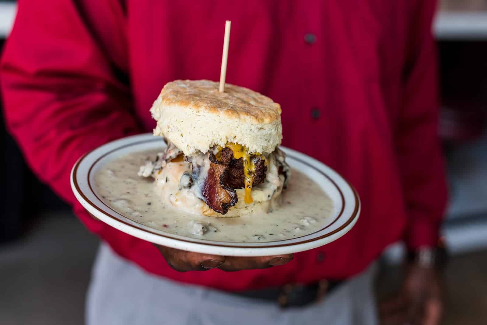 Image of a biscuit with gravy at the Denver Biscuit Co in Colorado Springs, CO