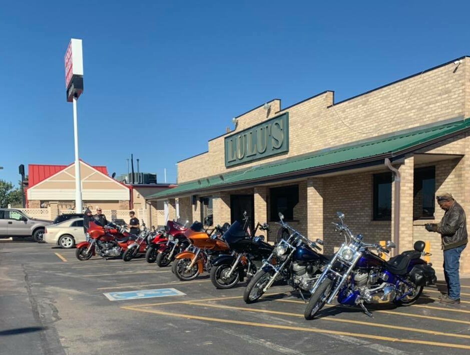 Front of restaurant with motorcycles out front