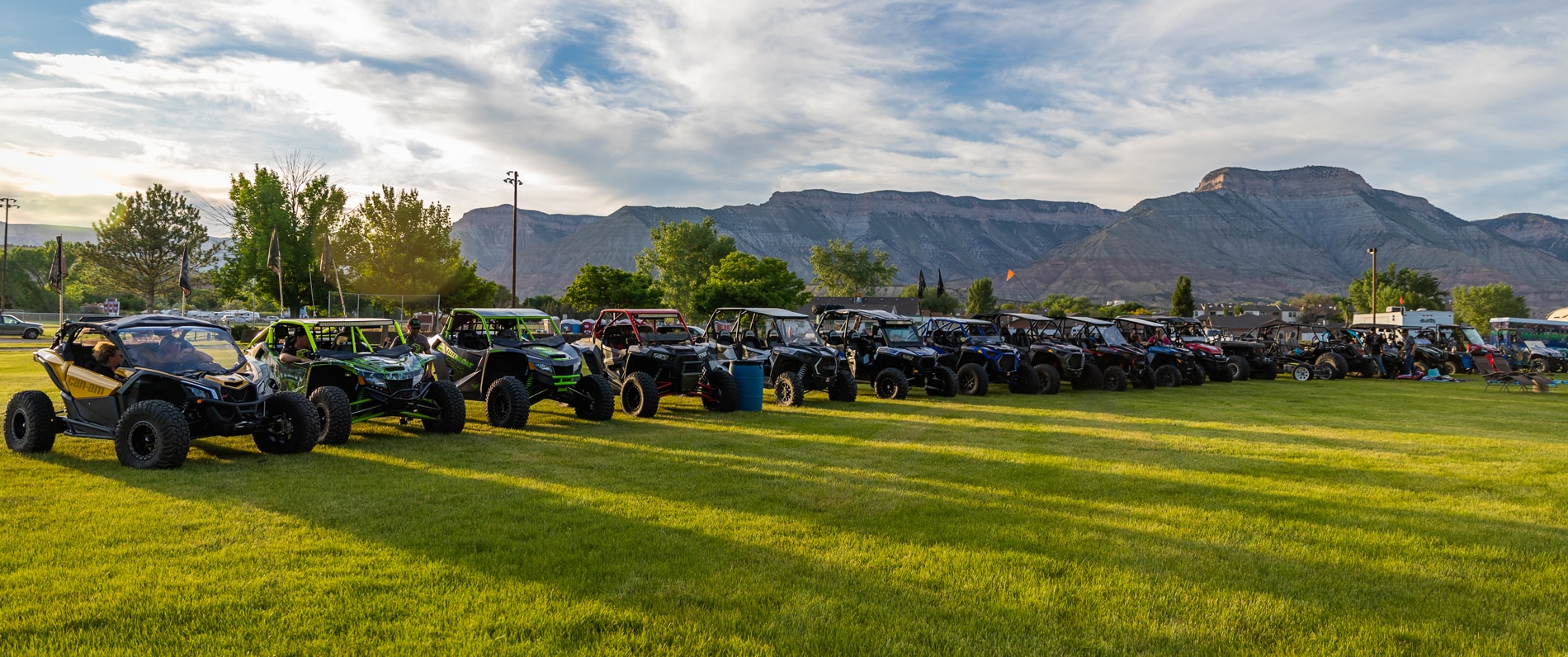 OHVs lined up in field