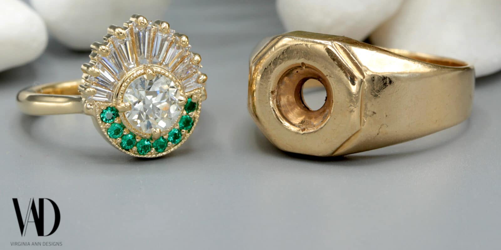 Image of rings made at Virginia Ann Designs in Frederick, Coloradi