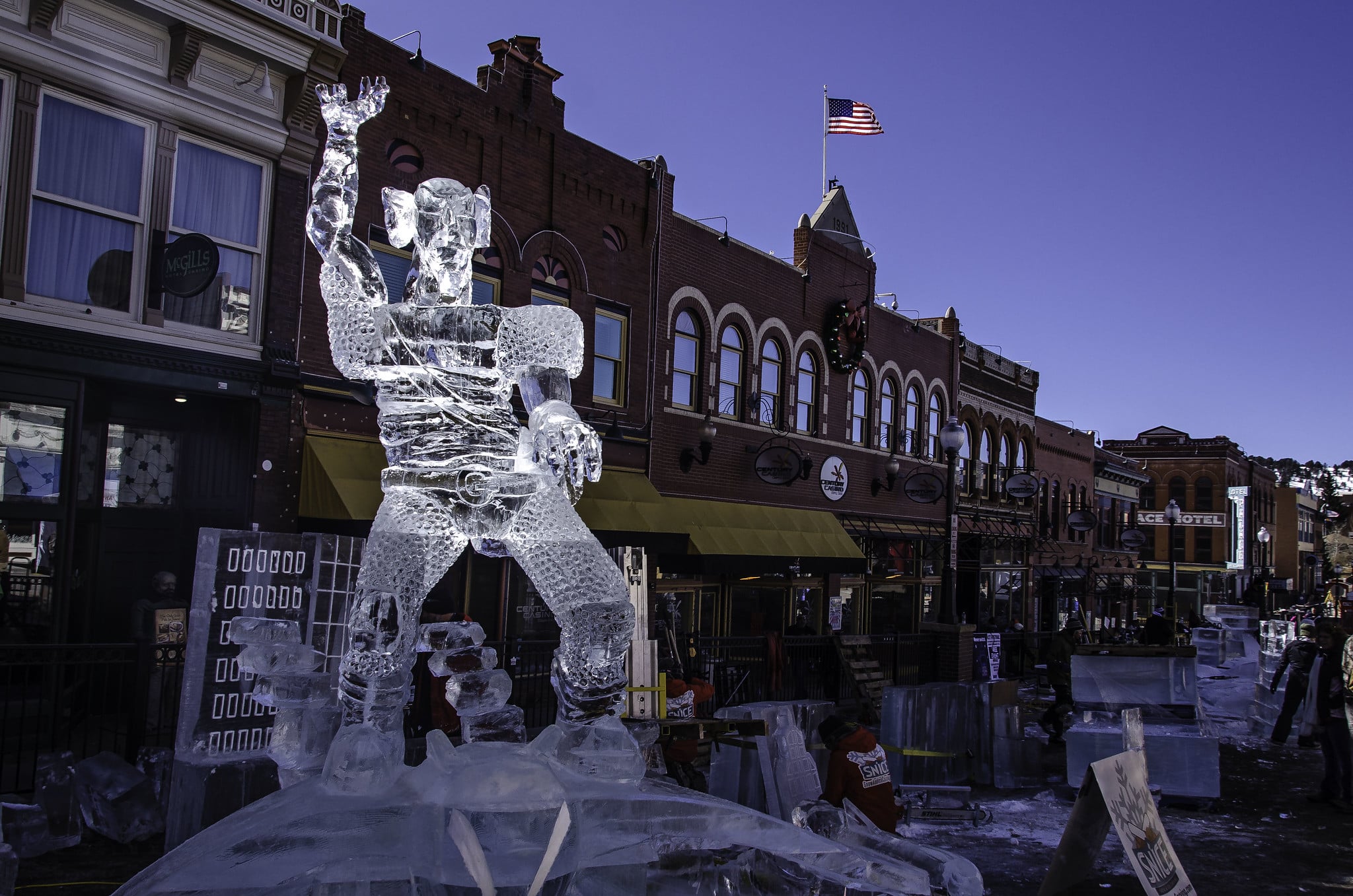 Ice sculpture on Main Street of town