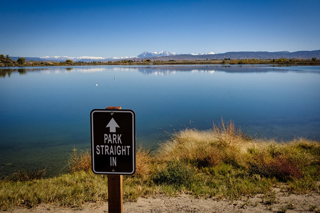 Lake with mountains in the background