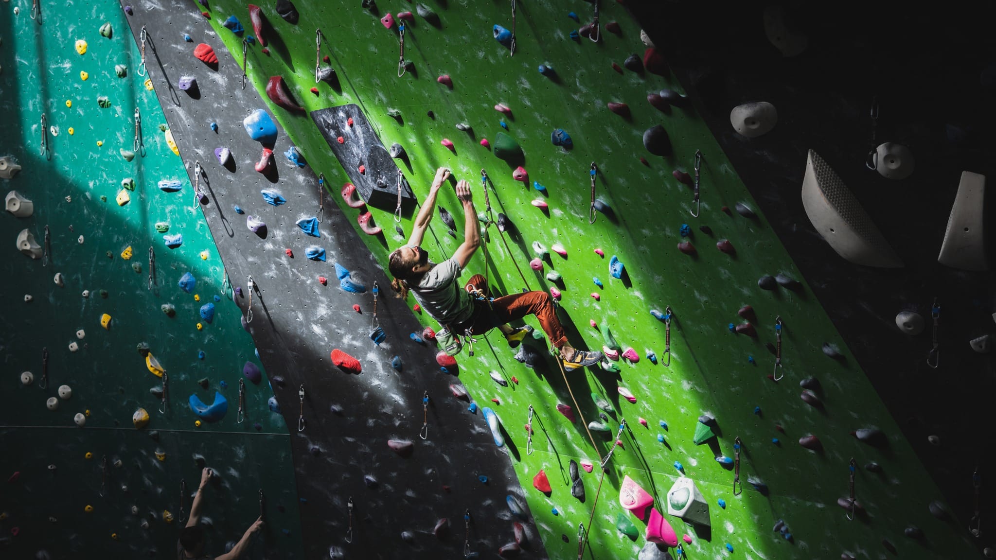 Climber on ani indoor wall