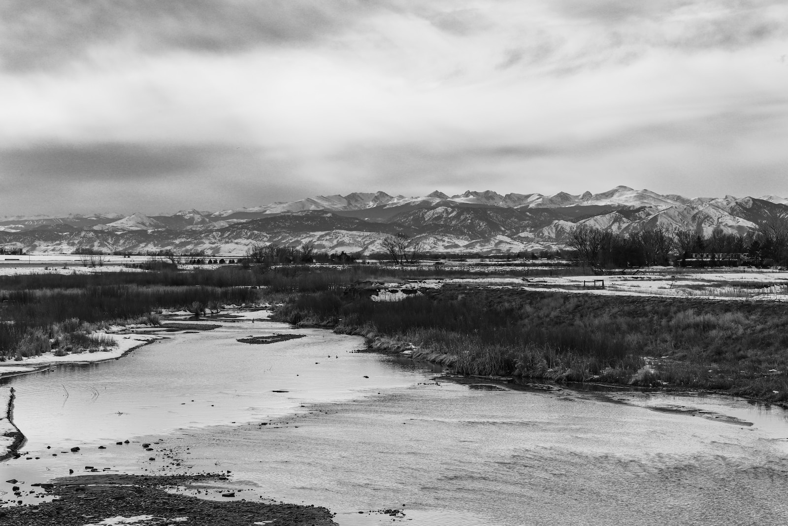 Black and White photo of Wild Basin Saint Vrain Creek Colorado