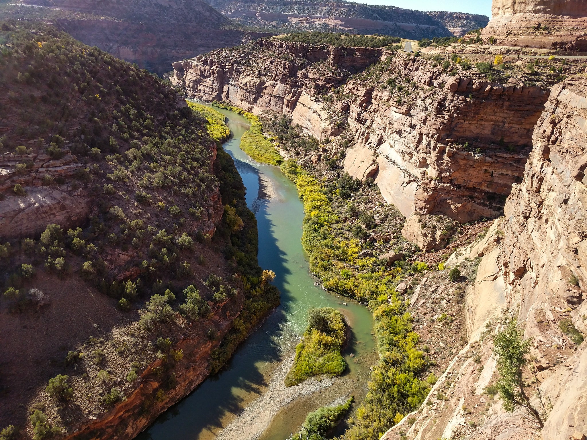 Canyon with a river running through it