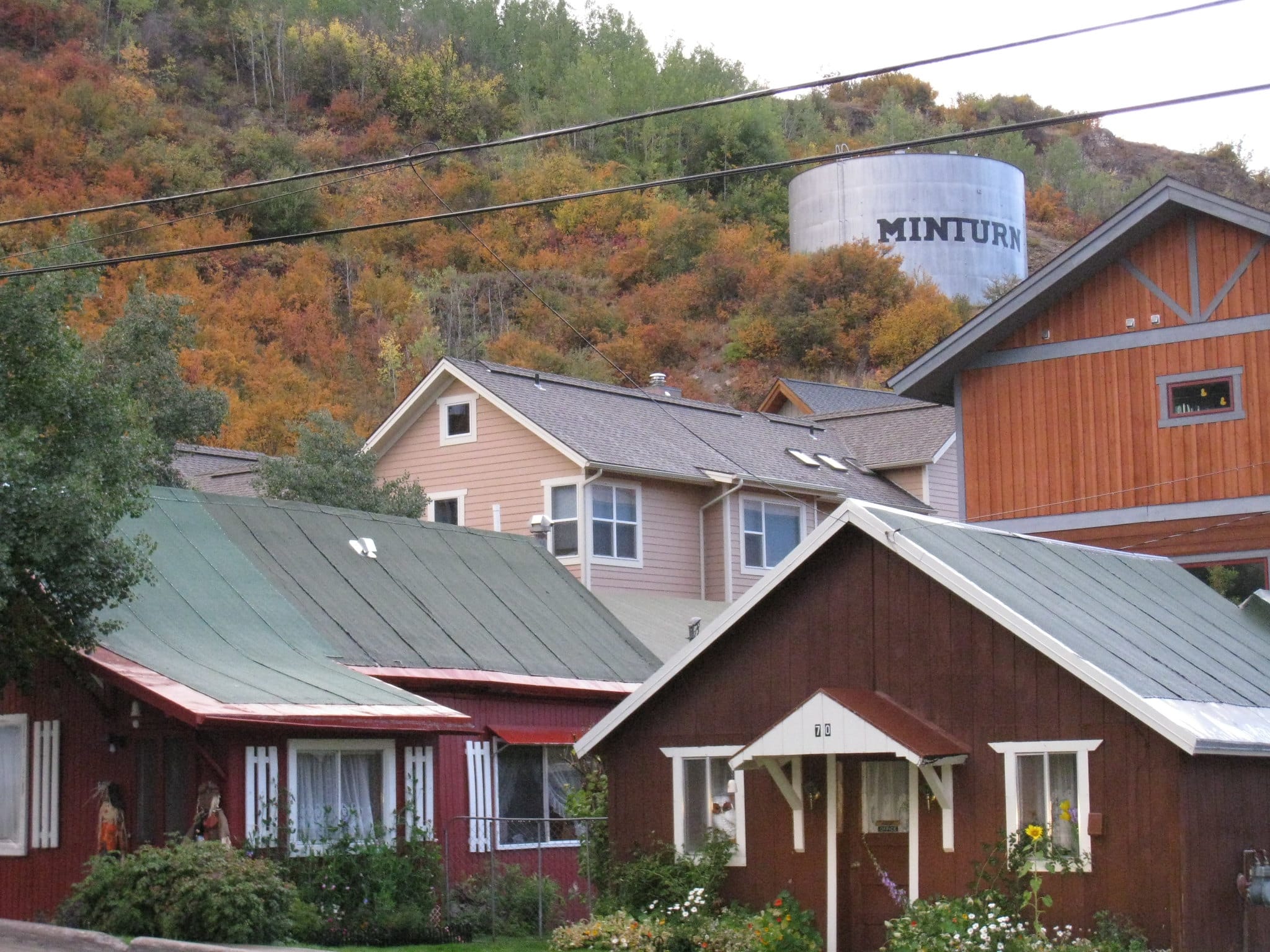 Historic downtown Minturn with water tower in the background