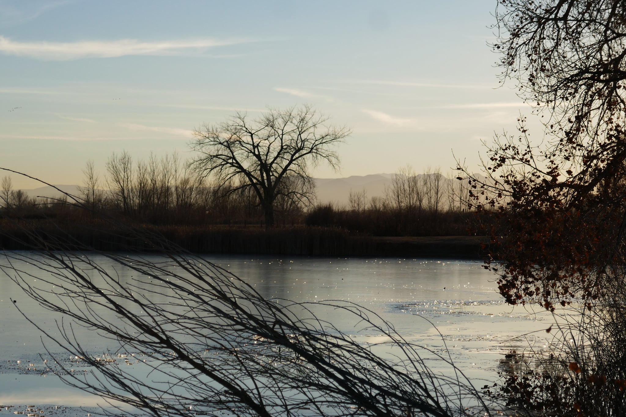 Gentle sunrise over a state park lake