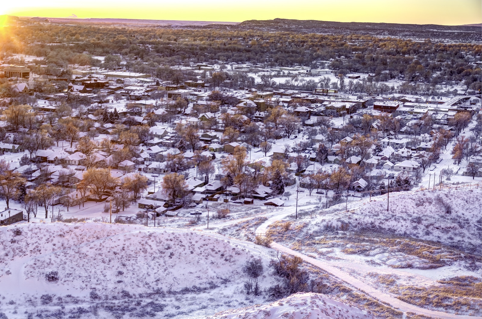 Canon City CO Snowfall Aerial View