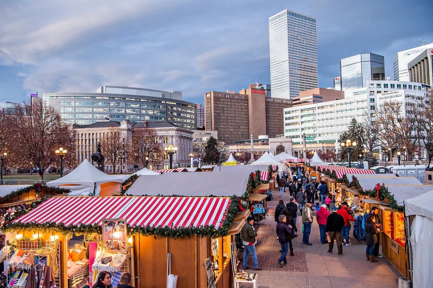 Aerial View of the Denver Christkindlmarket Shopping Booths