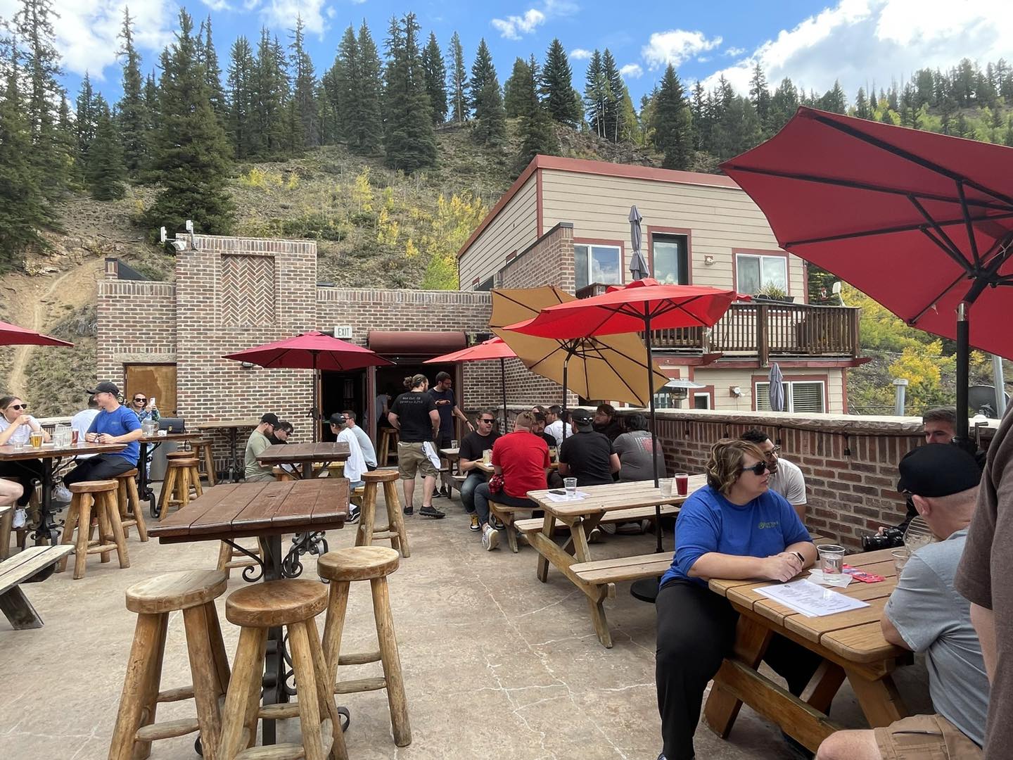 Outdoor dining patio at a restaurant in Red Cliff