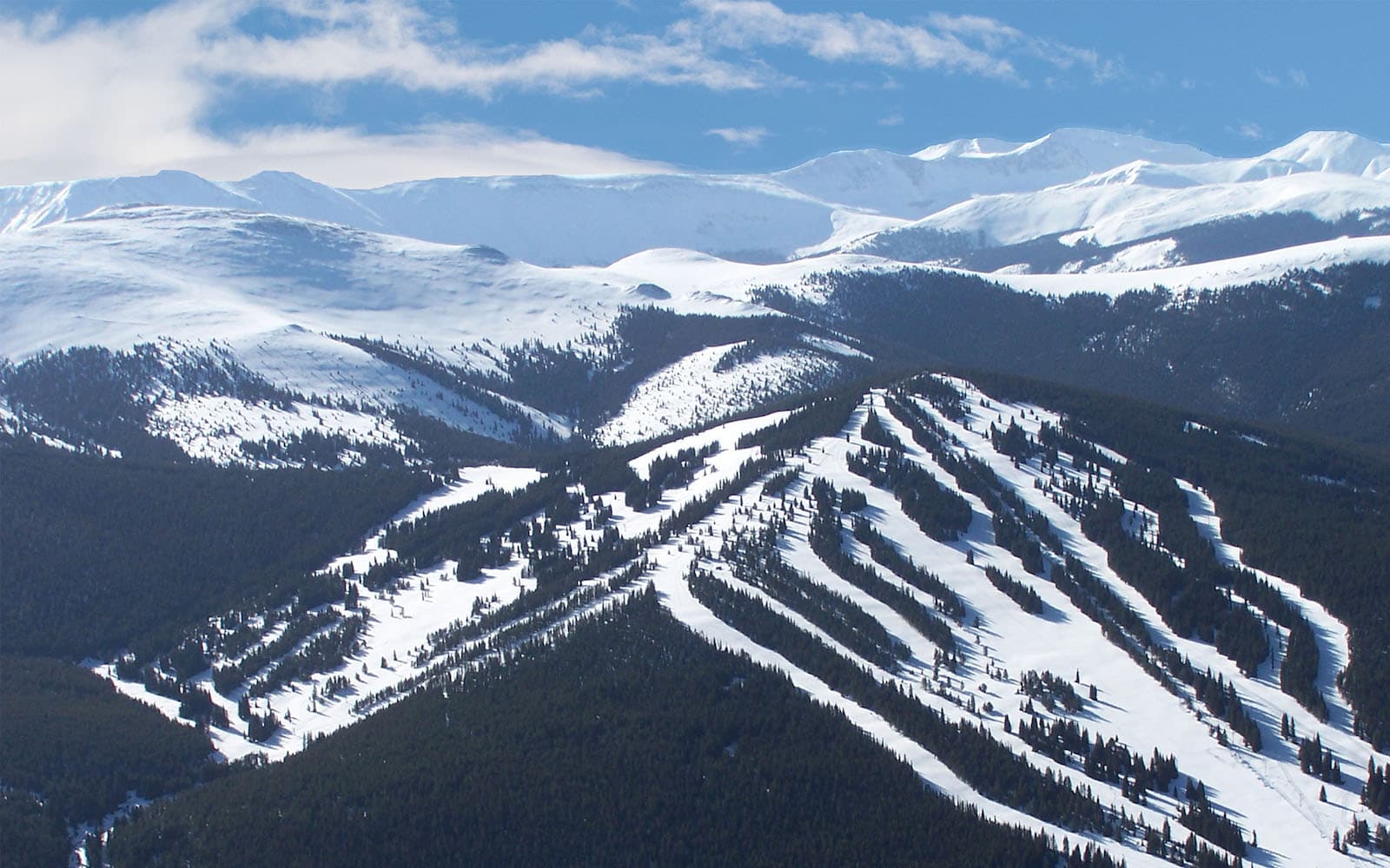 Aerial view of Ski Cooper Colorado in Wintertime