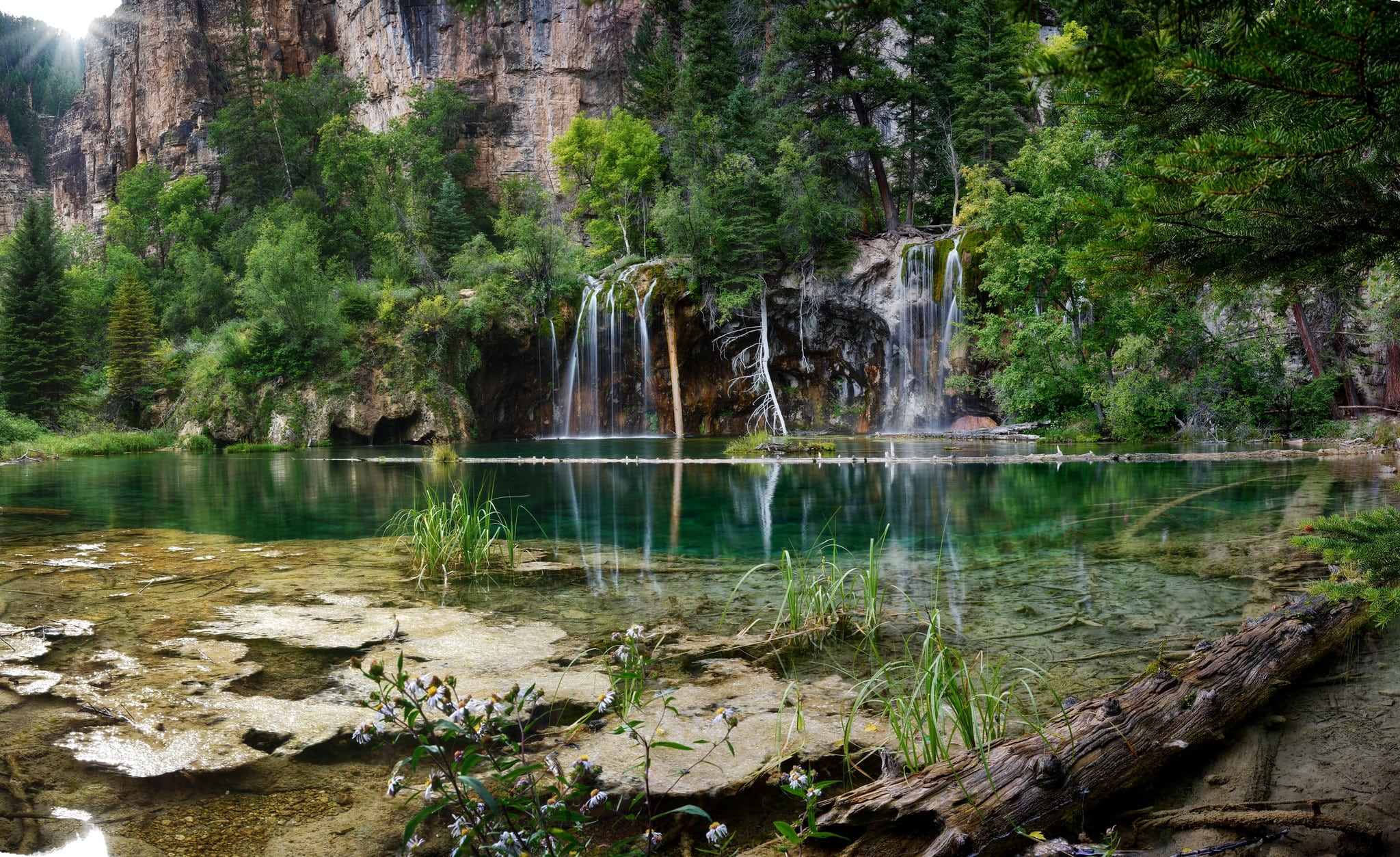 Alpine lake with bright turquoise water