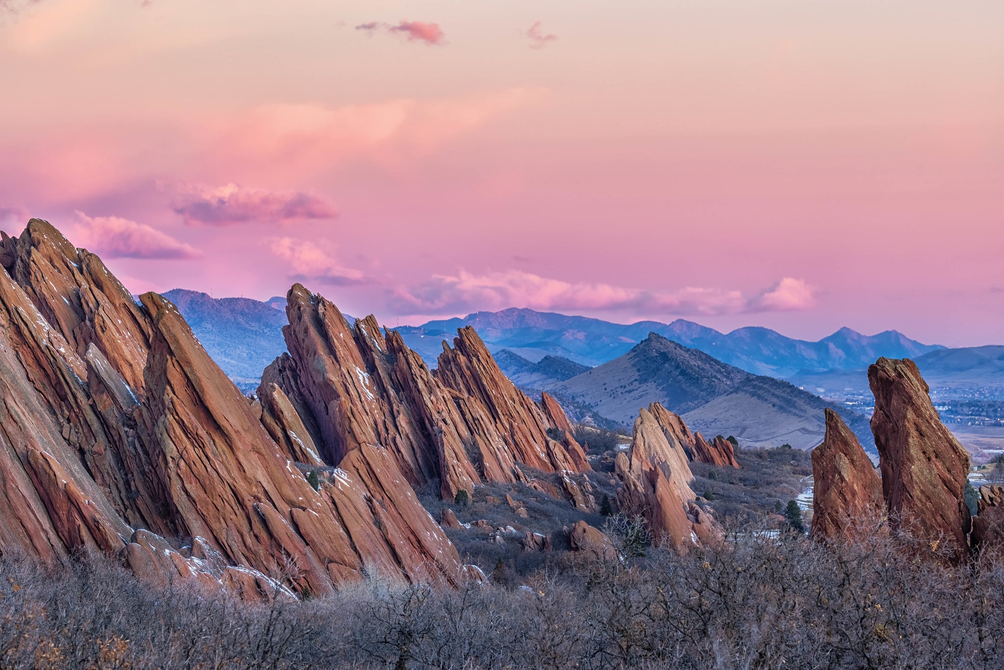 Sunrise over red rock formations