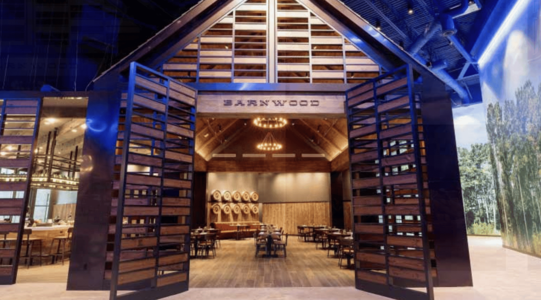 Entrance to a restaurant called the Barnwood