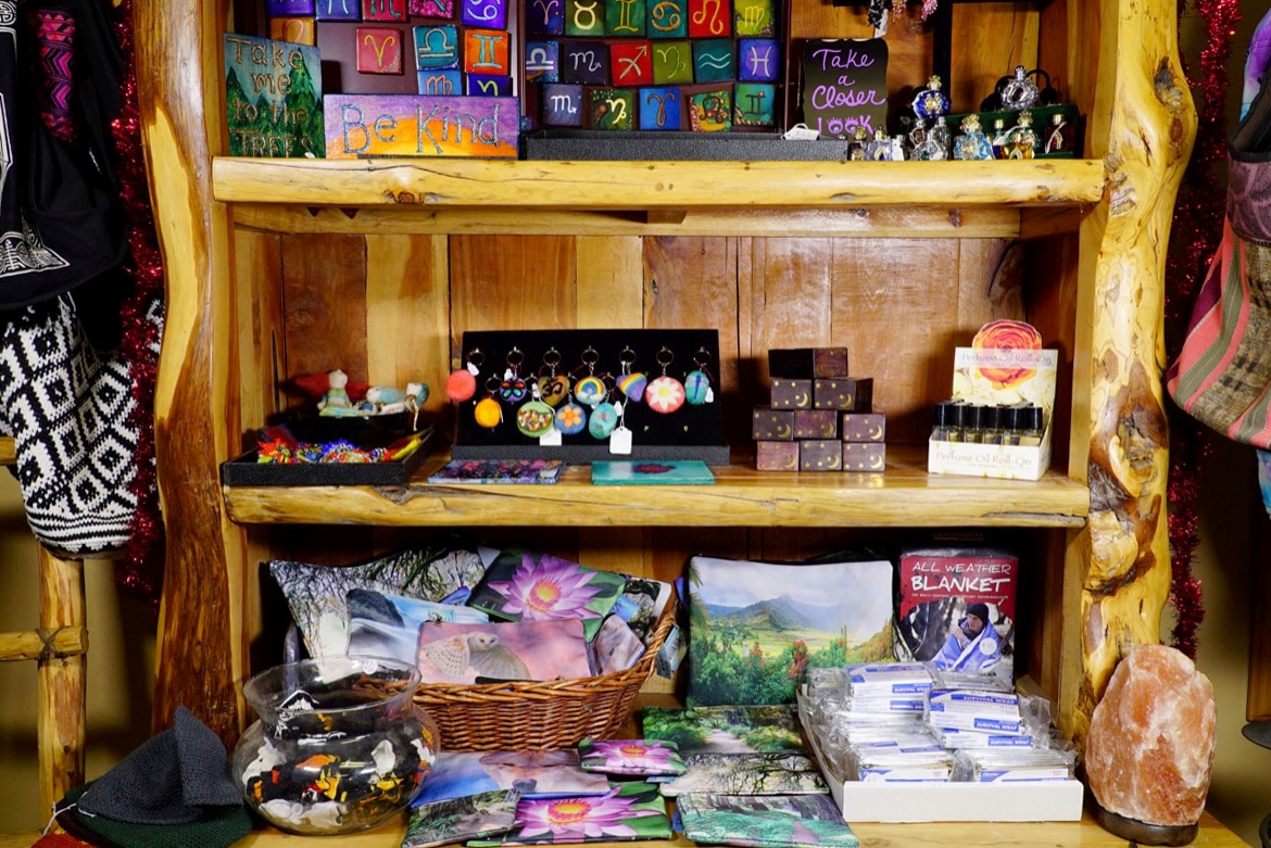 Shelf with holistic gifts