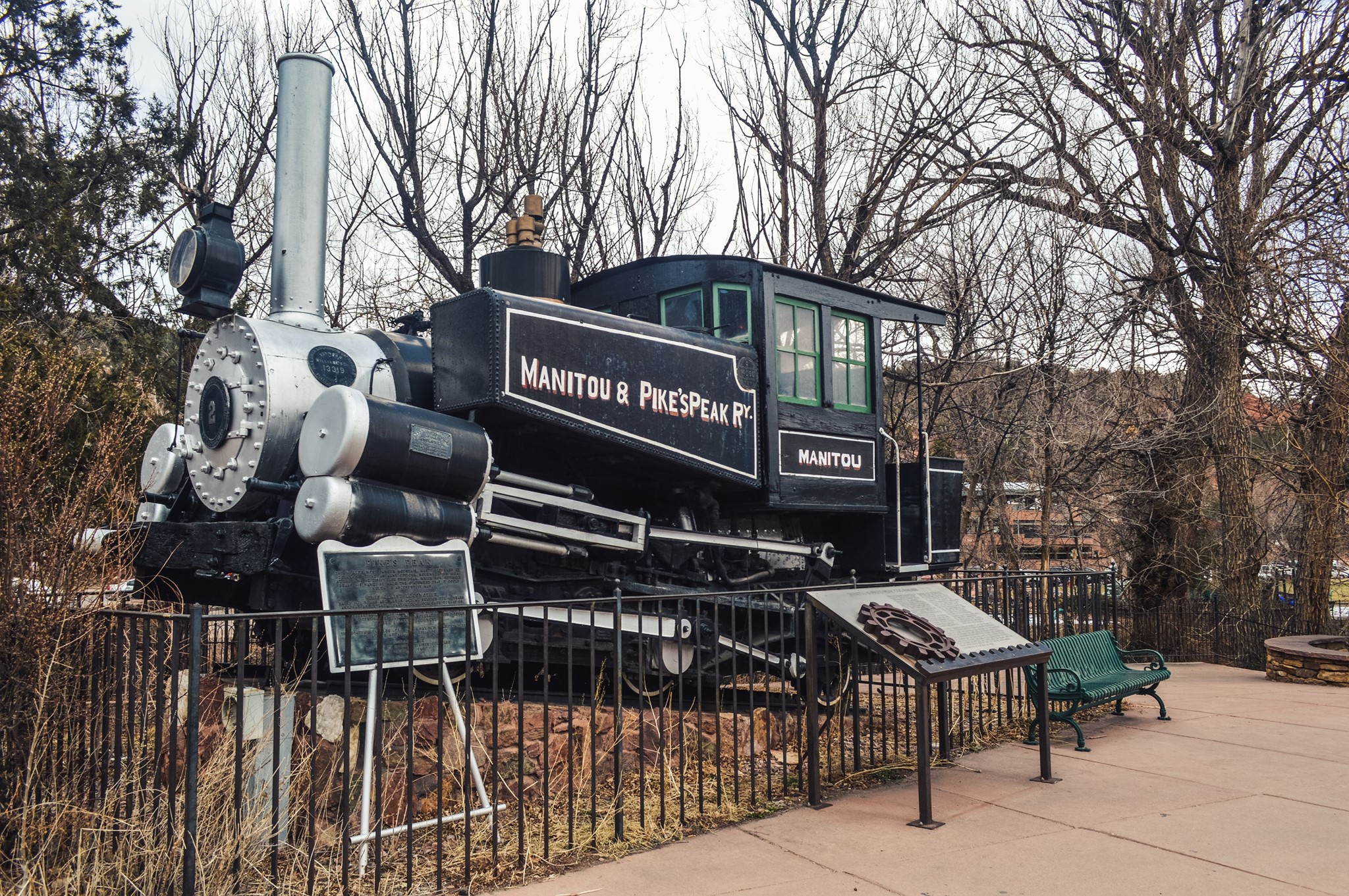 Historic railroad engine on display