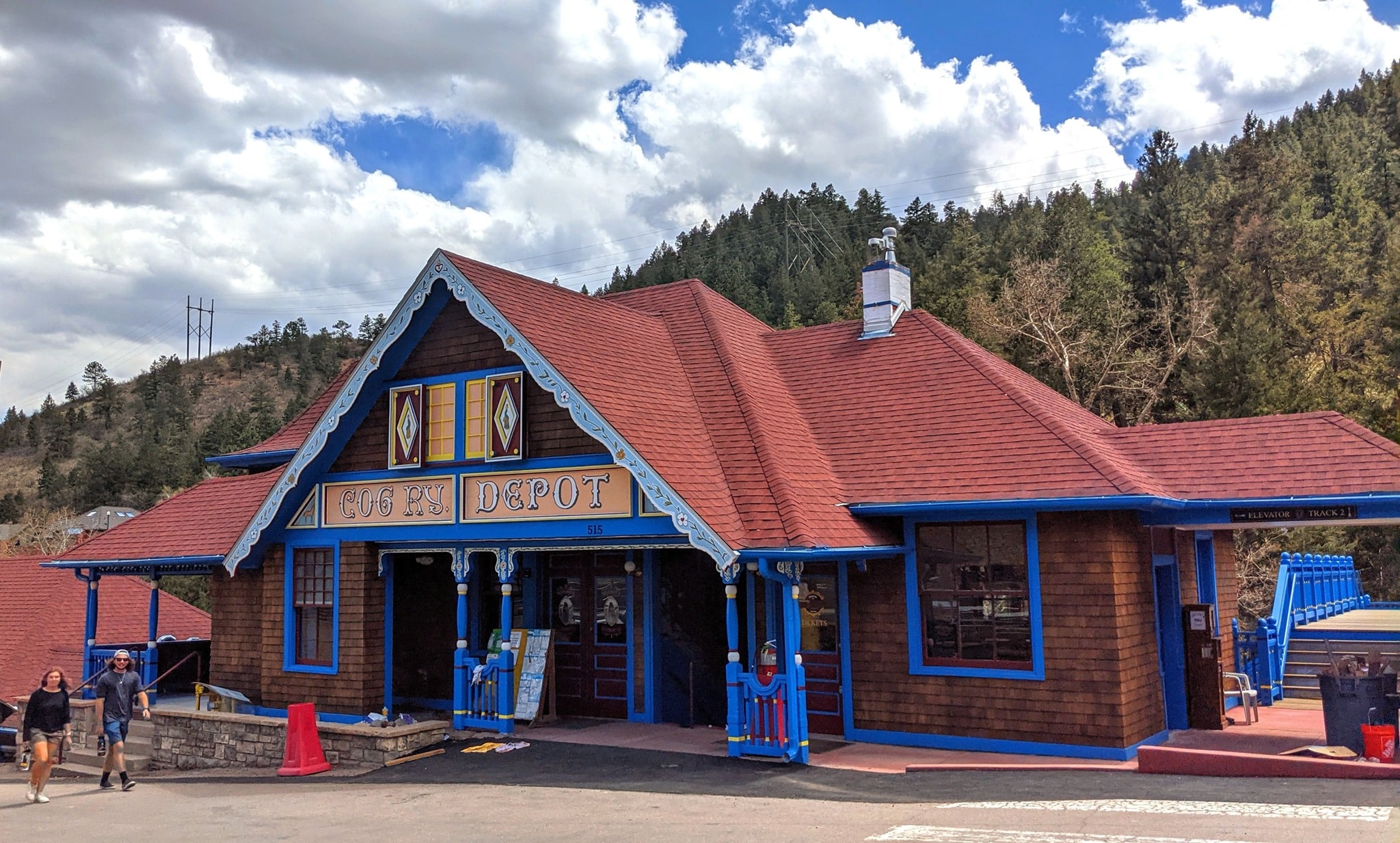 Outside of railroad depot building