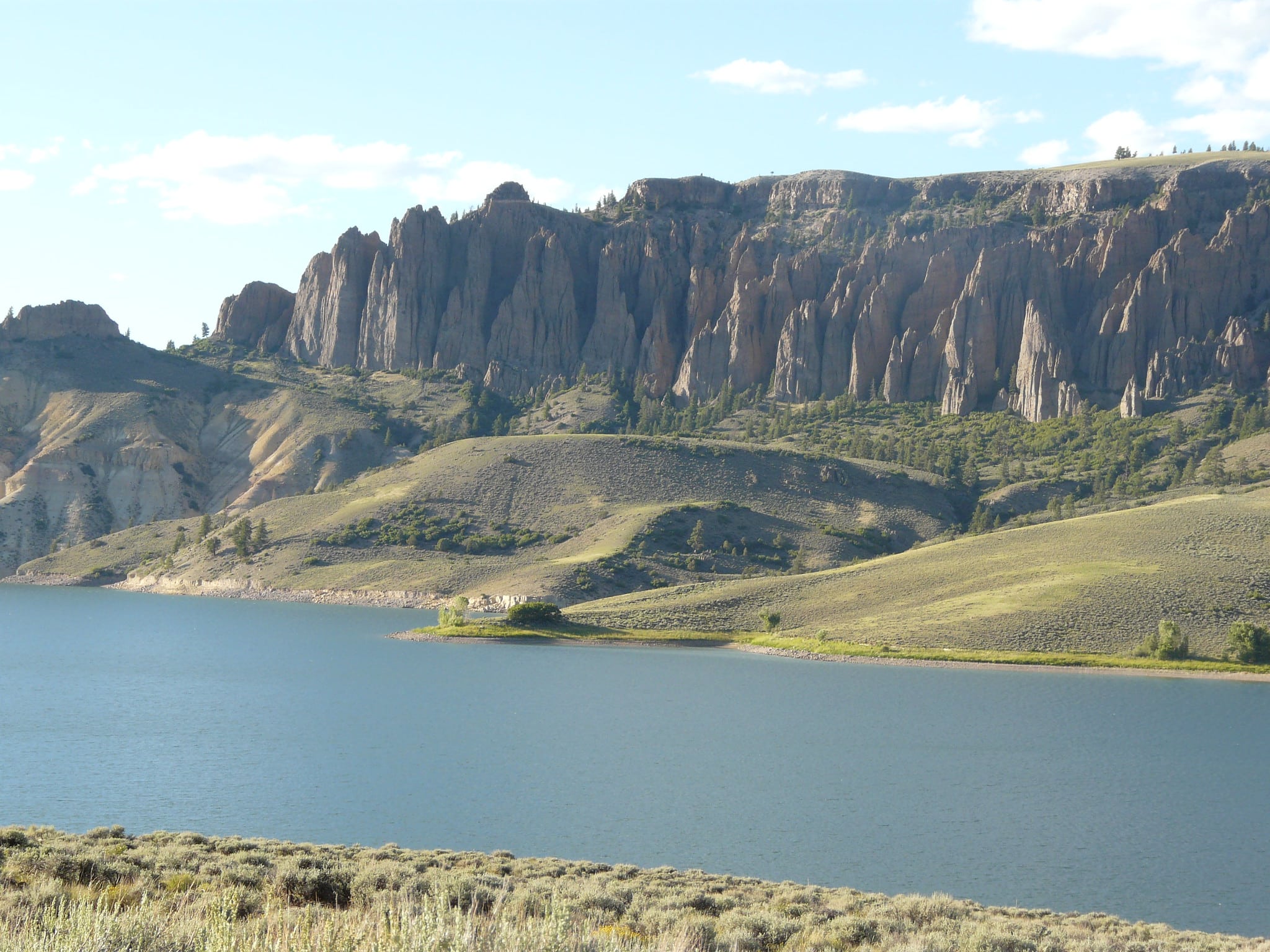 Rock formations on the bank of a river