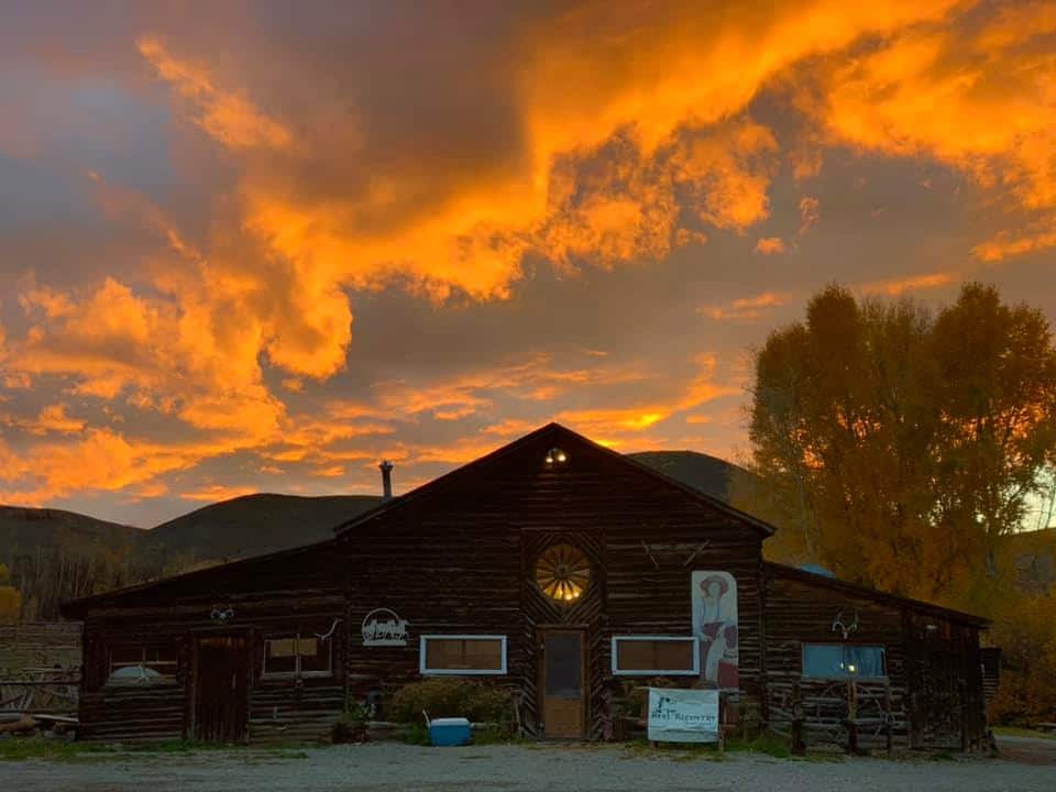 Sunset over a guest ranch