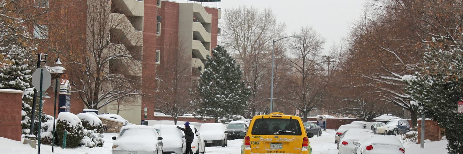 Denver Yellow Cab tax in the snow in Denver, CO