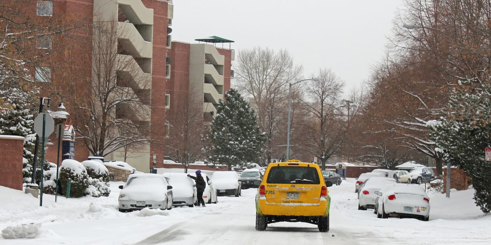 Denver Yellow Cab tax in the snow in Denver, CO