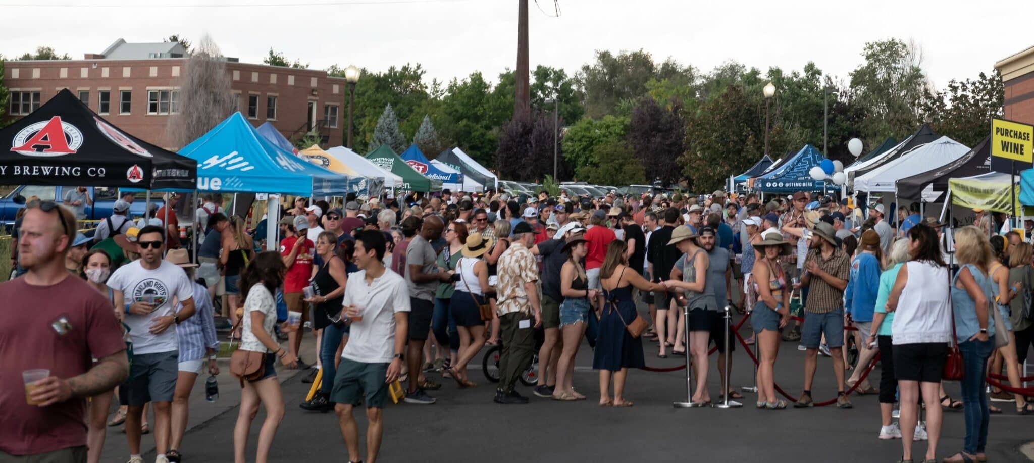 Crowds of people at a street festival