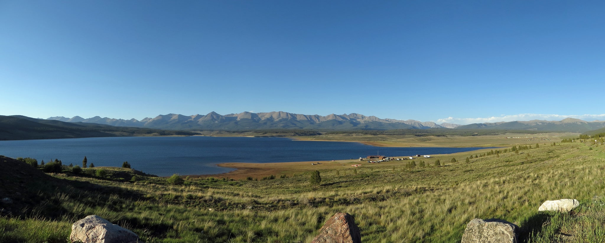 Panorama of a reservoir on a sunny day