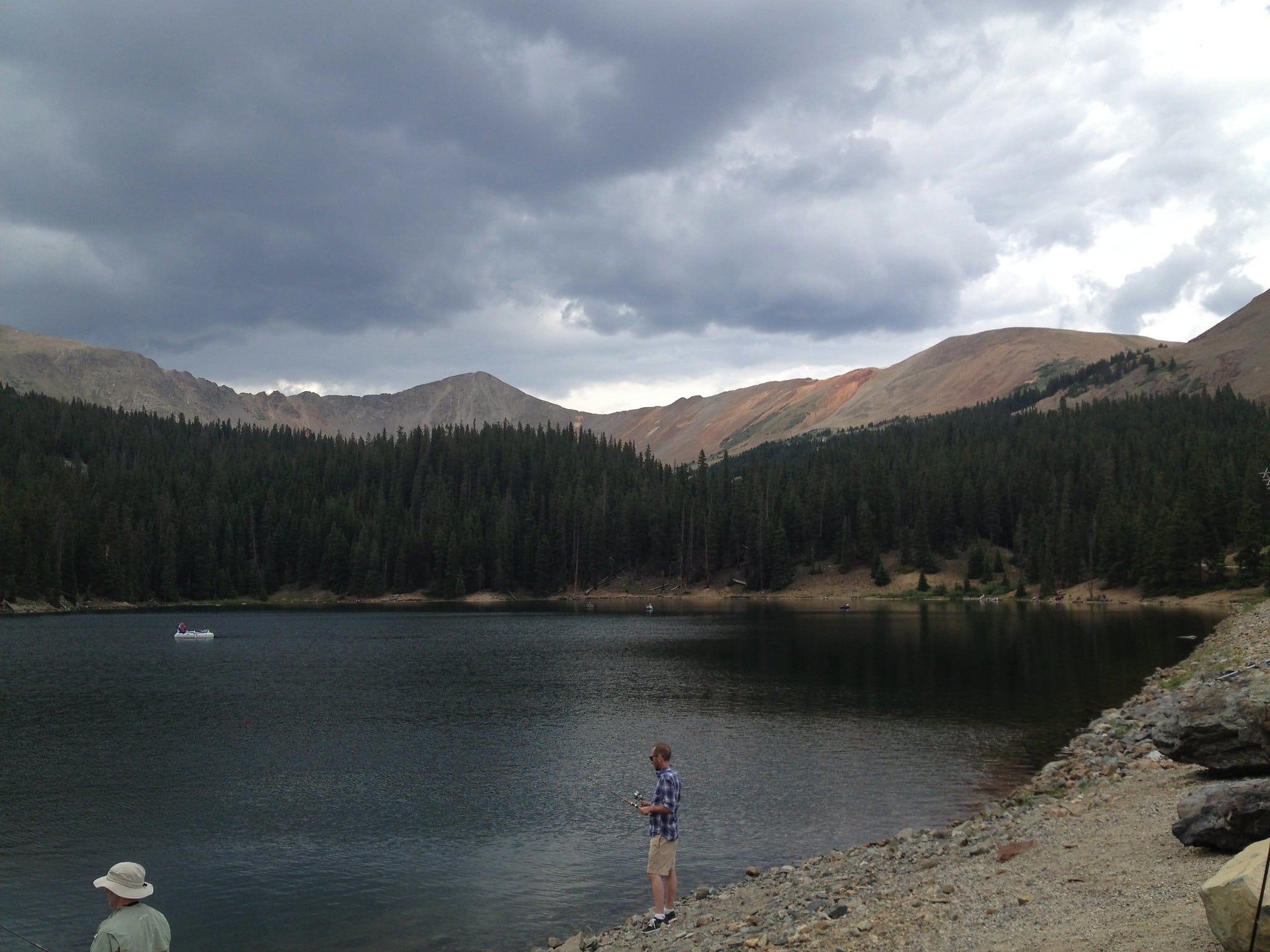 Alpine lake with grey skies