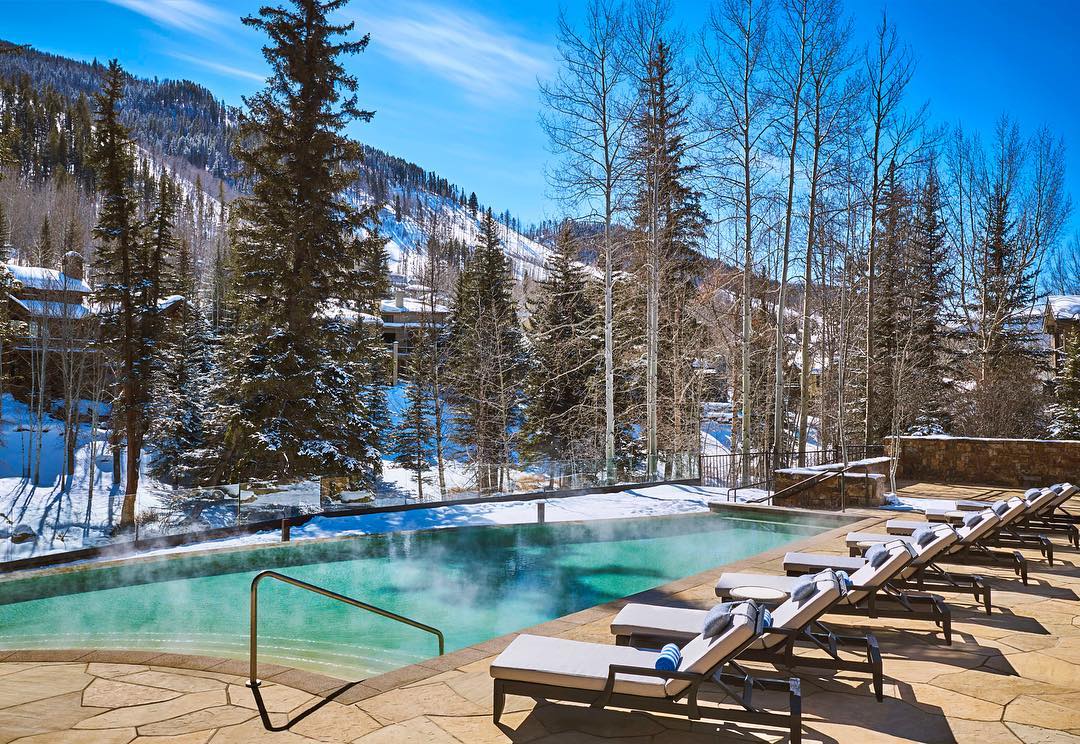 Heated outdoor swimming pool at the Grand Hyatt Vail, Colorado