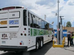 Gunnison Valley RTA bus at the gas station Colorado