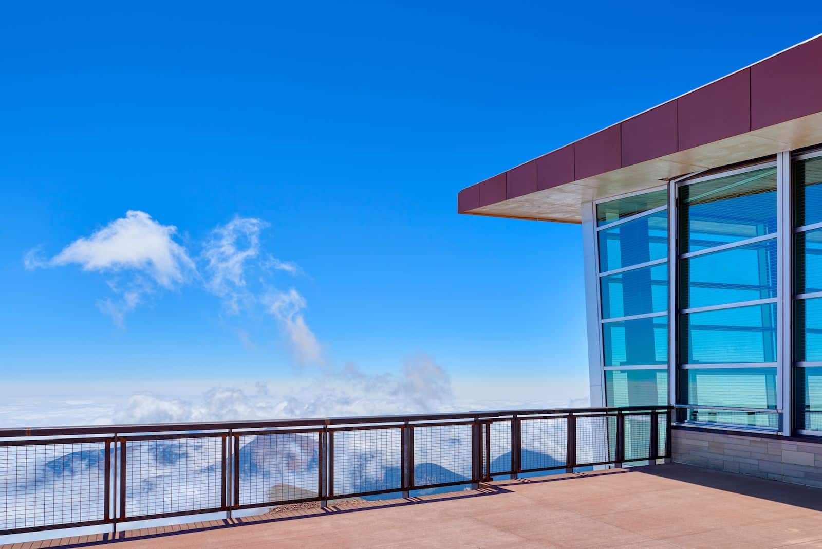 Pikes Peak Summit Complex Viewing Platform overlooking the clouds