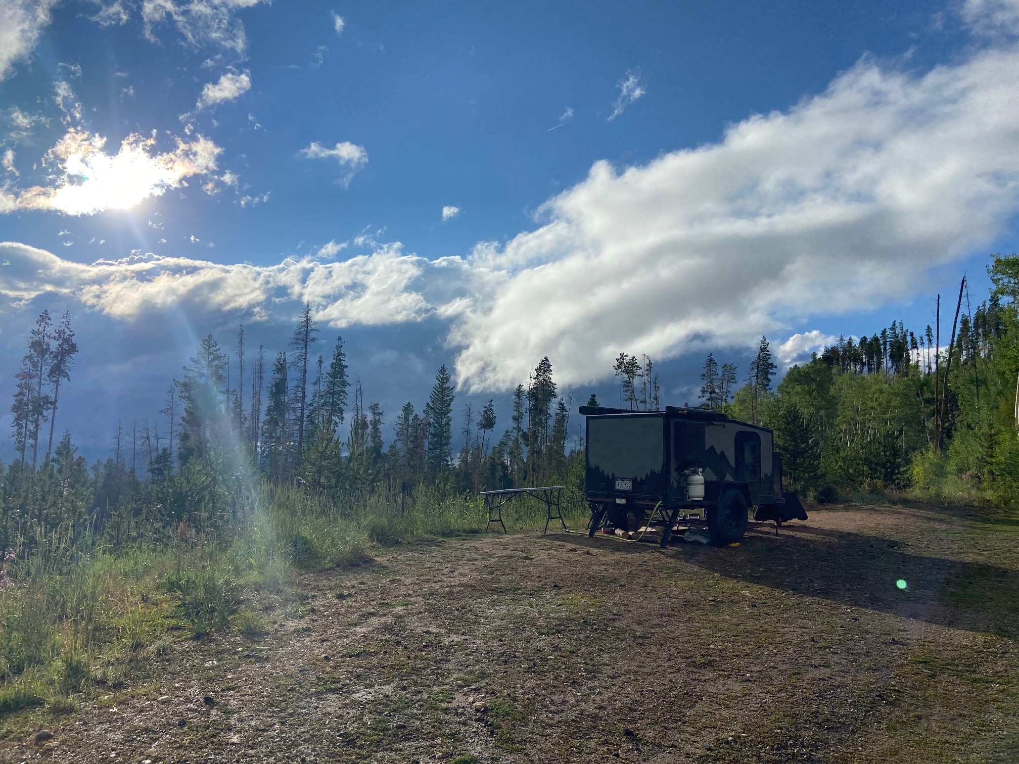 Boreas Travel Trailer parked at dispersed campsite on Rollins Pass Winter Park Colorado