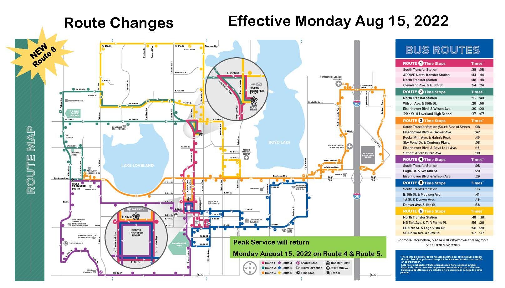 Bus route map for City of Loveland Transit (COLT)