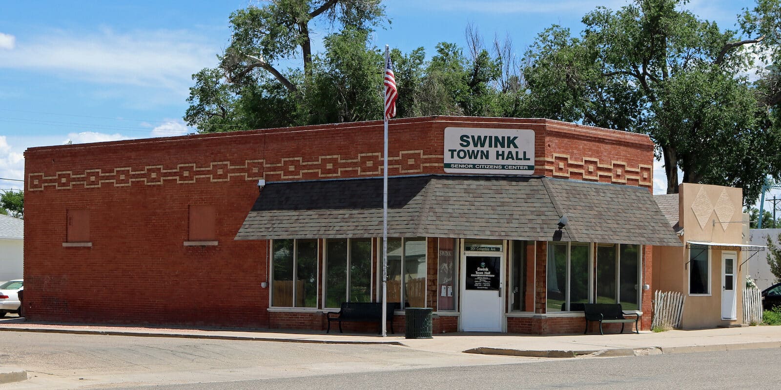 The town hall of Swink, Colorado, located at 3rd and Columbia in Swink, Colorado