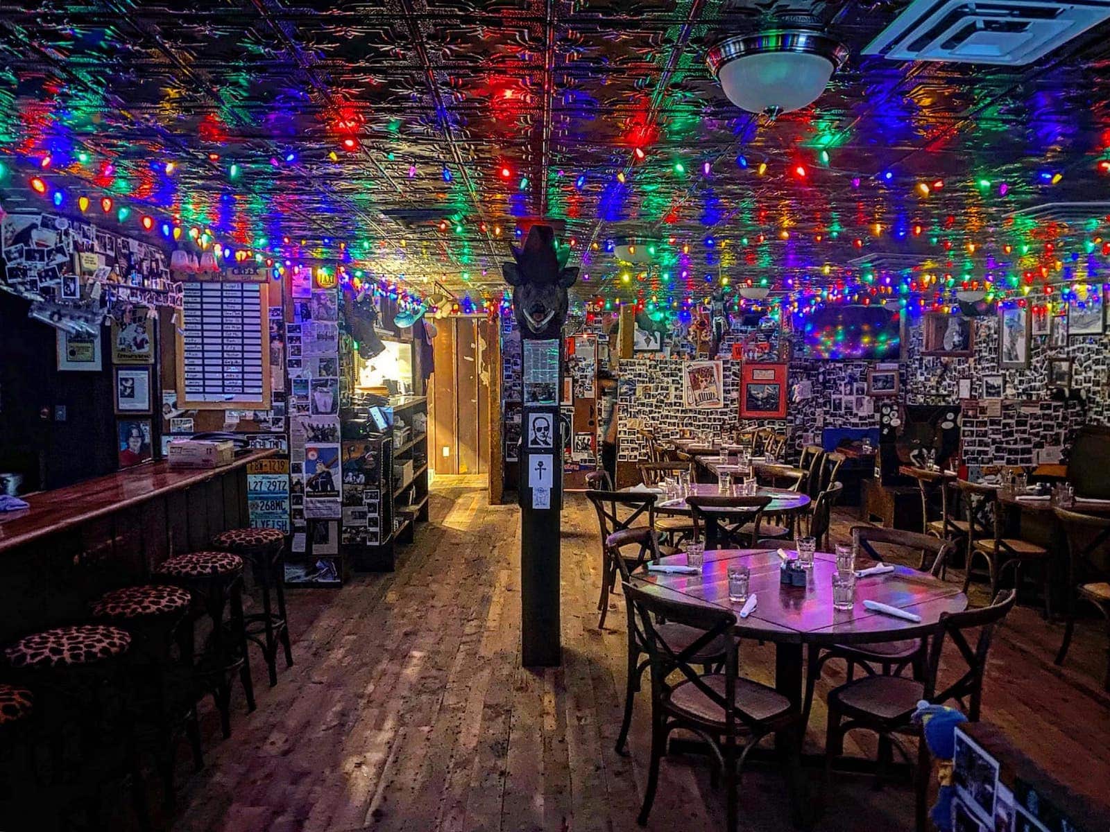 image of an empty Woody Creek Tavern interior Colorado