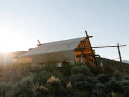 Sunrise over a glamping tent at Collective Vail Retreat in Colorado