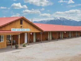 Exterior of the Great Sand Dunes Lodge in Mosca, Colorado